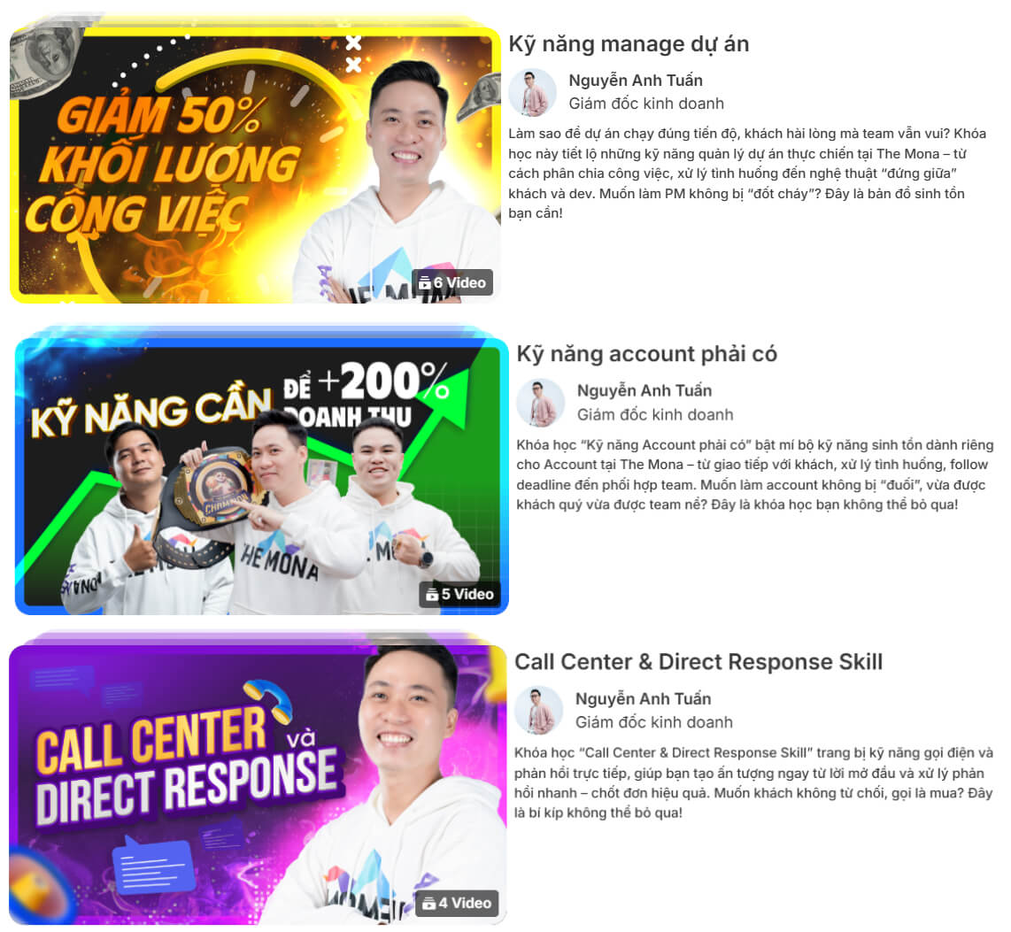 Các khóa học đào tạo kỹ năng tại MONA SkillHub