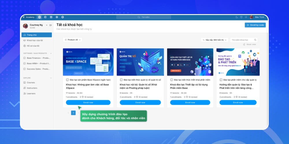 Phần mềm quản lý đào tạo nội bộ Base.vn